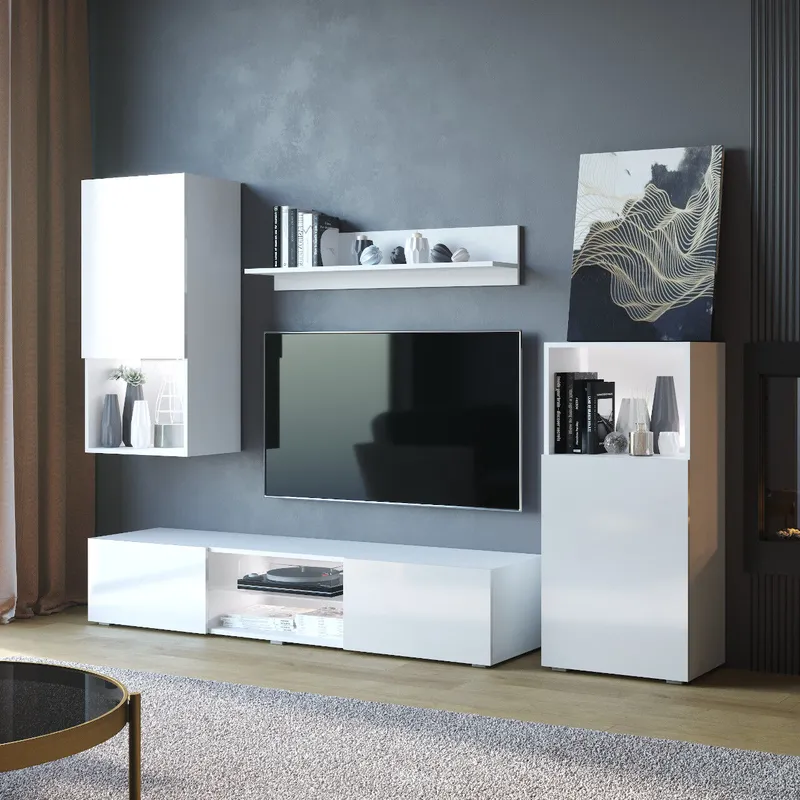 Meblościanka LOFT Biały Połysk