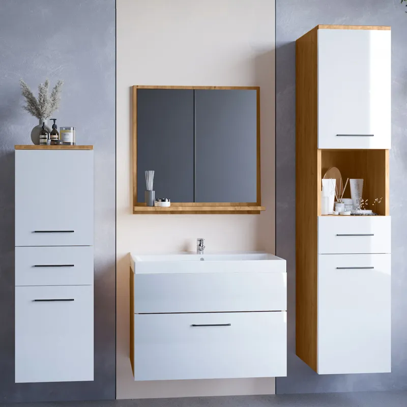 Łazienka LUPO Dąb Artisan / Biały Połysk