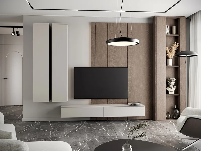 Meblościanka Do Salonu FIGO 4 Kaszmir Z Komodą RTV 200 cm