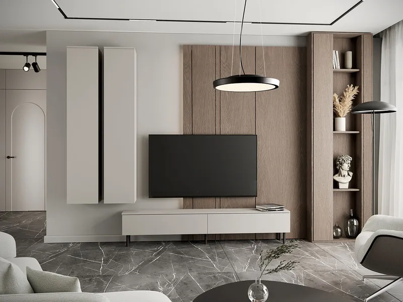 Meblościanka Do Salonu FIGO 4 Kaszmir Z Komodą RTV 200 cm