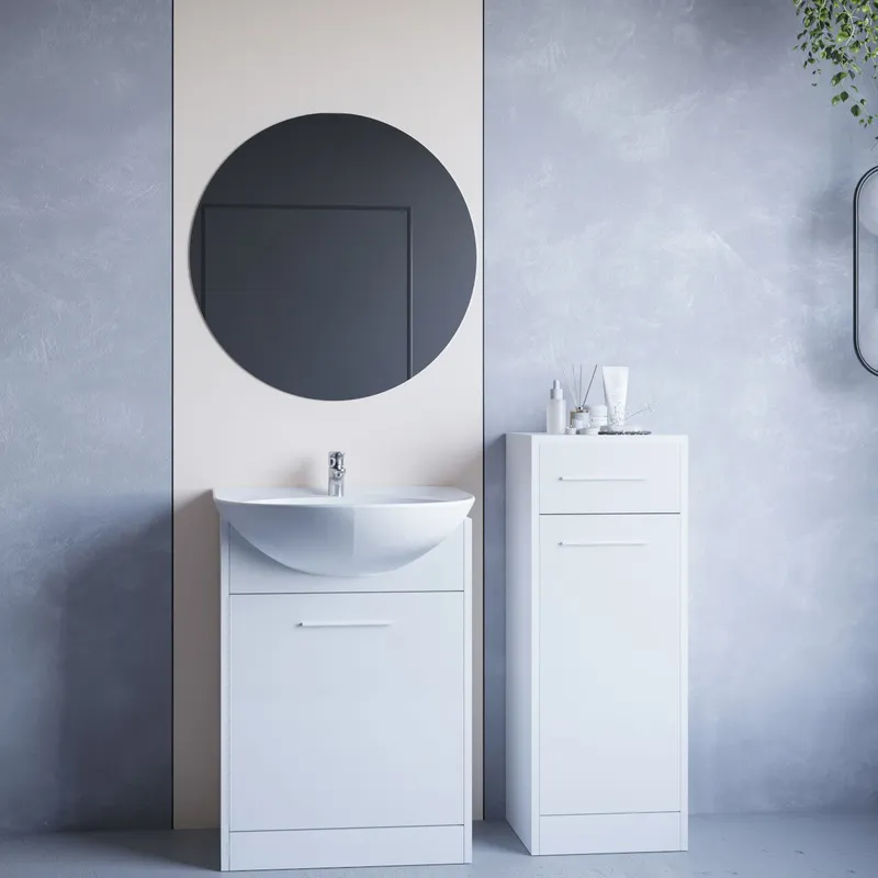 Meble Do Łazienki Z Lustrem NEPPA MINI Laminat - Biały