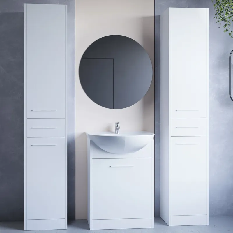 Meble Do Łazienki Z Lustrem SLIDO MAX Laminat - Biały