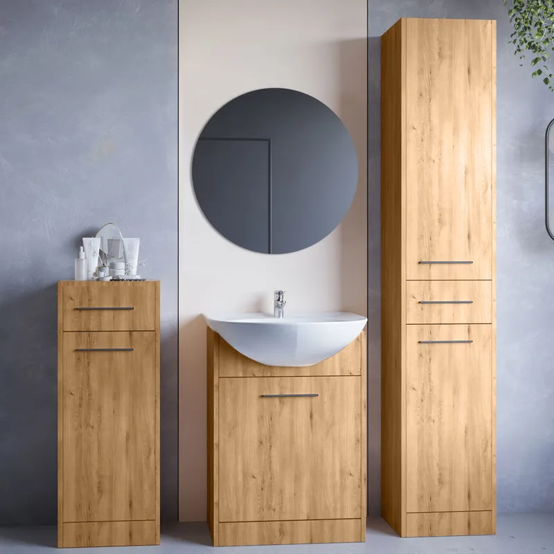 Meble Do Łazienki Z Lustrem SLIDO MINI Dąb Artisan