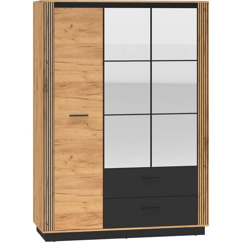 Szafa Z Lustrem URSA 02 Dąb Craft Złoty + Czarny