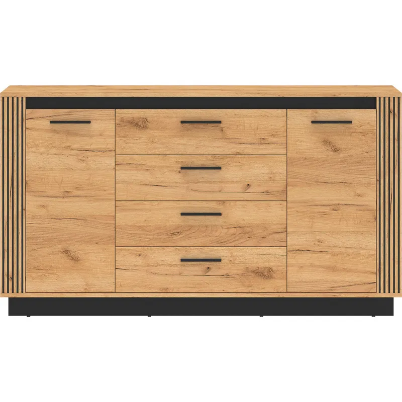 Komoda URSA 06 Dąb Craft Złoty + Czarny