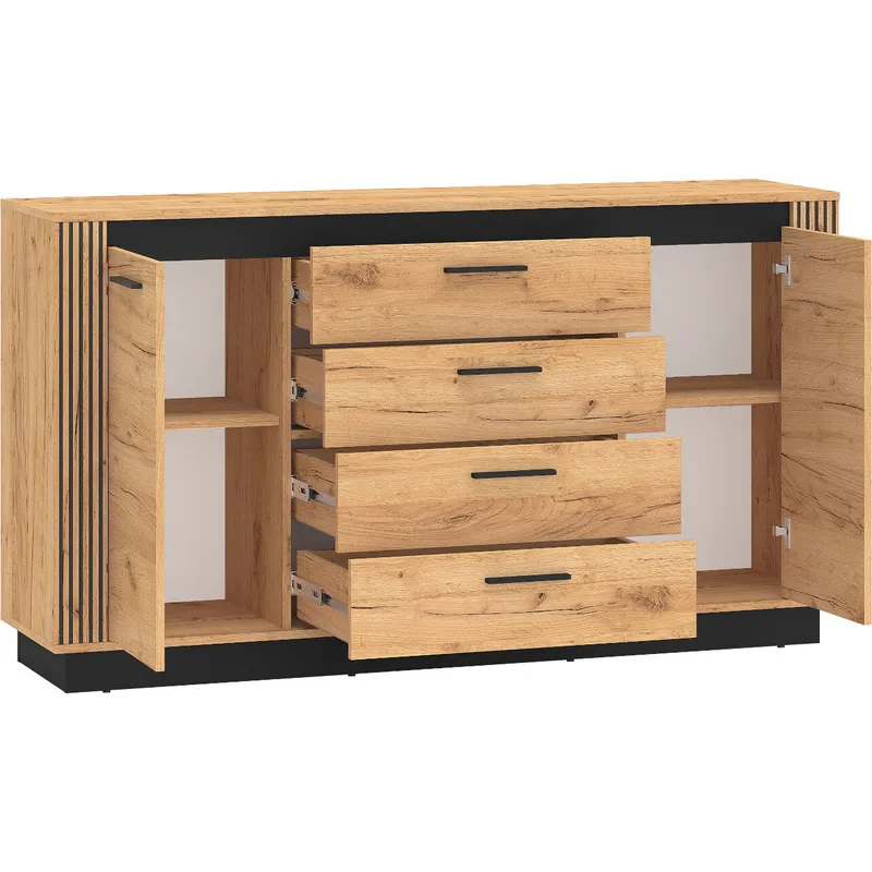 Komoda URSA 06 Dąb Craft Złoty + Czarny