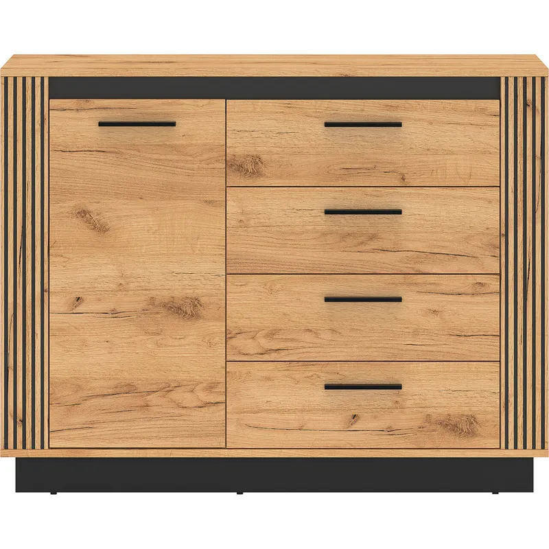 Komoda URSA 07 Dąb Craft Złoty + Czarny