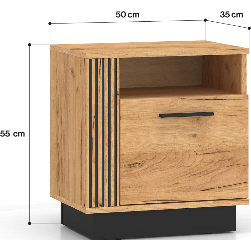 Szafka Nocna URSA 09 Dąb Craft Złoty + Czarny