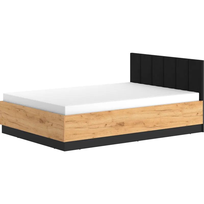 Łóżko 140x200 Z Podnoszonym Stelażem URSA 13A Dąb Craft Złoty + Czarny