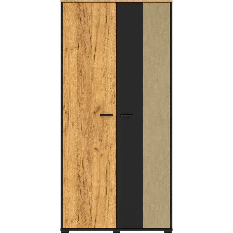 Szafa CLINT 02 Dąb Craft Złoty / Czarny / Stal Premium