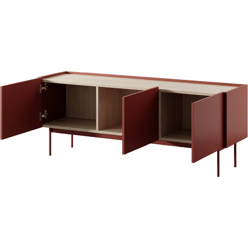 Szafka RTV COLOUR 01 Ceramic Red / Dąb Linearny