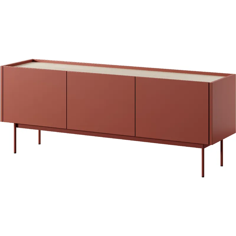 Szafka RTV COLOUR 01 Ceramic Red / Dąb Linearny WYPRZEDAŻ
