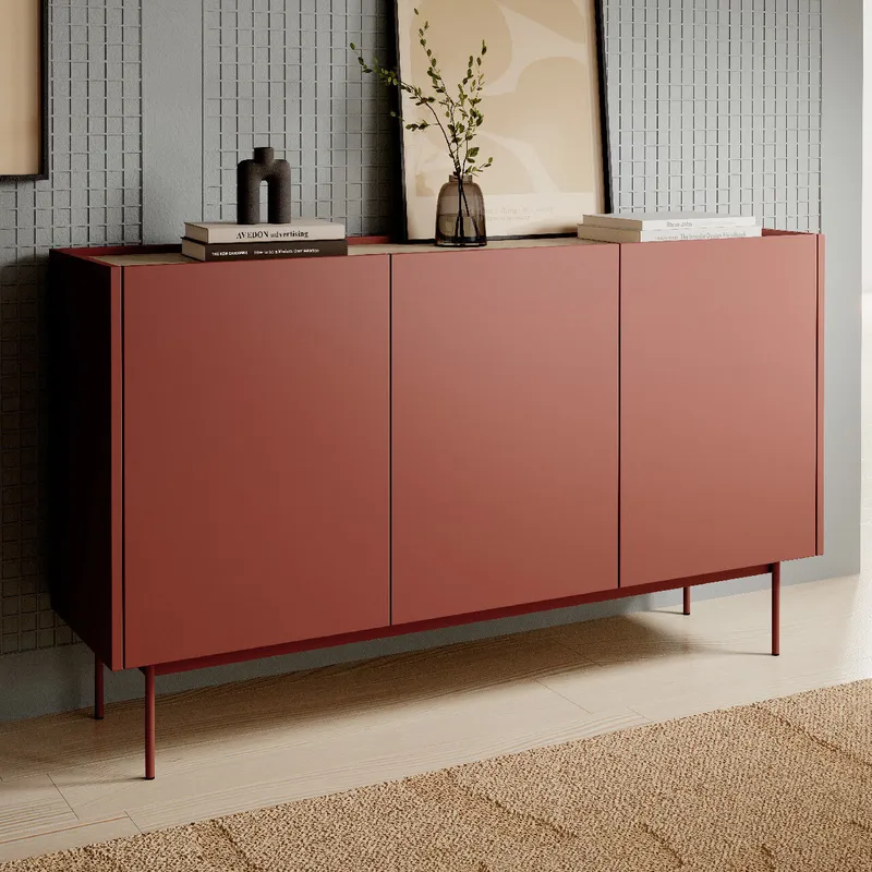 Komoda COLOUR 02 Ceramic Red / Dąb Linea