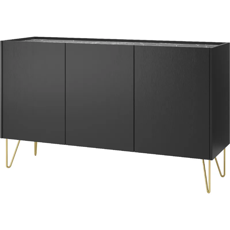 Komoda HARMONI 03 Czarny / Czarny Marmur
