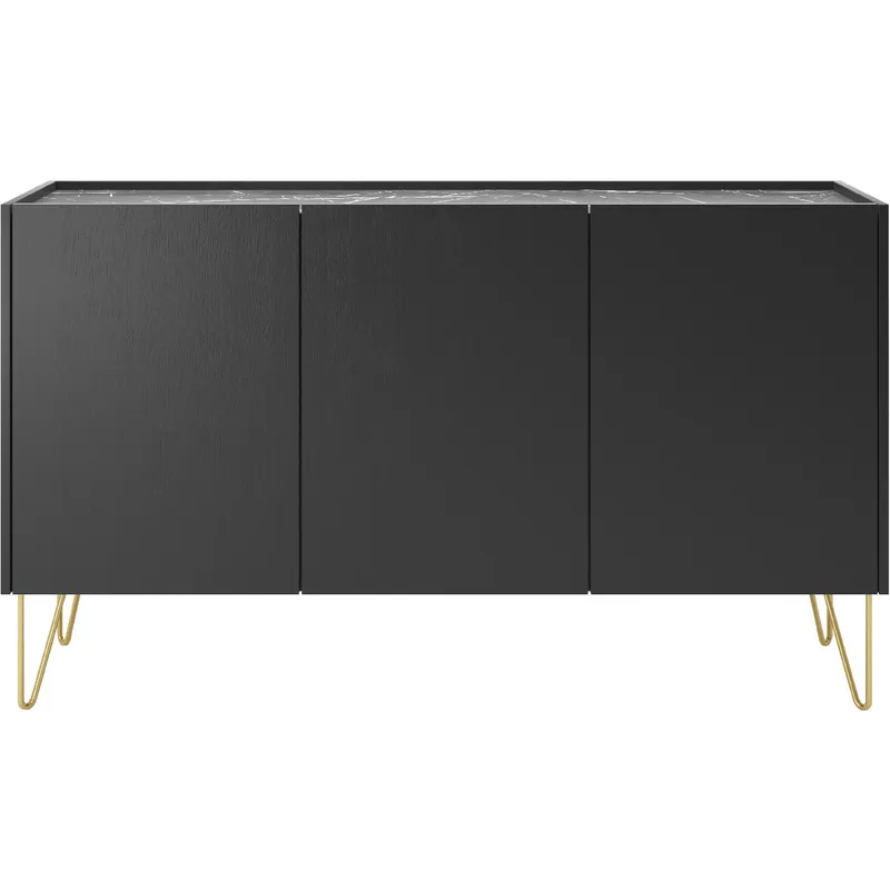 Komoda HARMONI 03 Czarny / Czarny Marmur