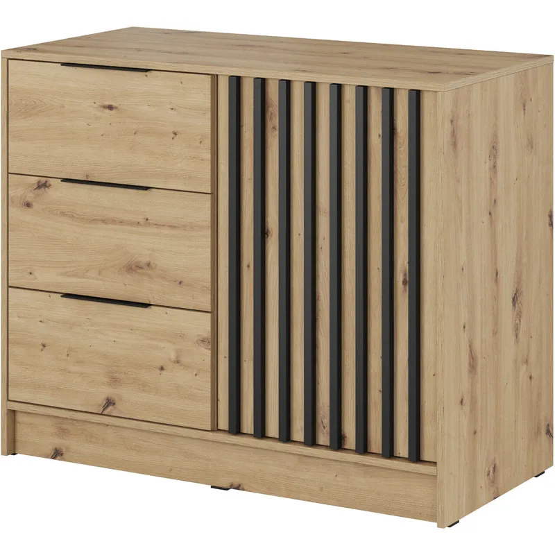 Komoda LAILA 2D Dąb Artisan / Czarny