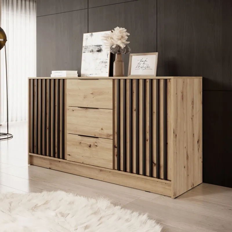 Komoda LAILA 3D Dąb Artisan / Czarny
