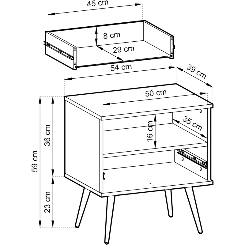 Stolik Nocny ARA S54 Beż + - Czarny