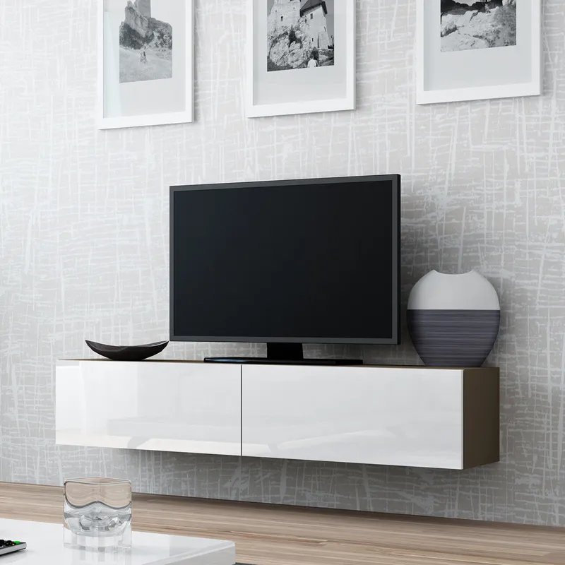 Komoda RTV 140 GOVI VG4 Latte / Biały Połysk WYPRZEDAŻ