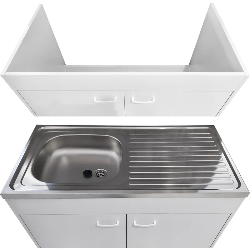 Szafka Dolna + Zlew 100cm SIMPLE II Laminat - Biały