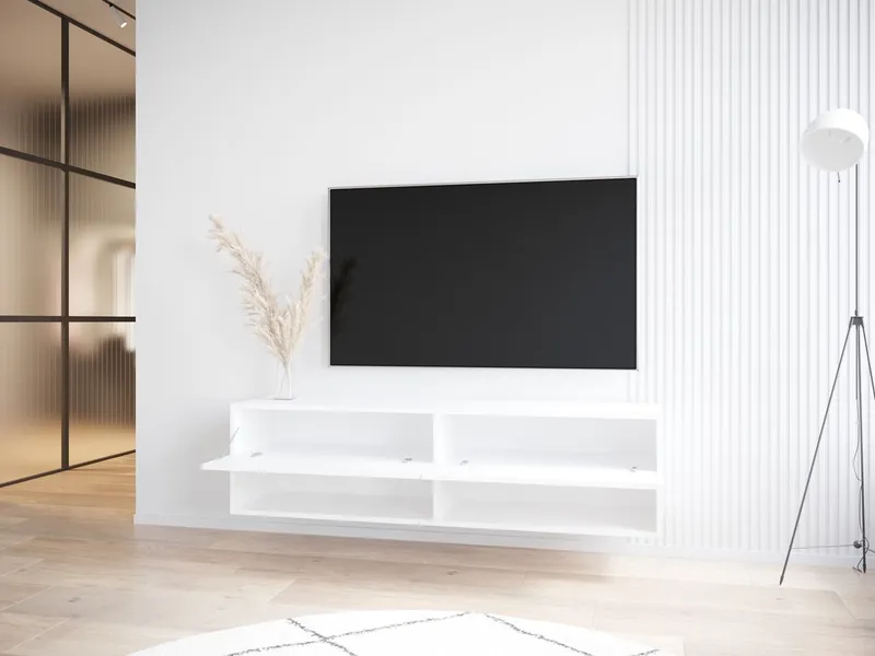 Komoda RTV MARRO 140 Biały / Biały Połysk WYPRZEDAŻ