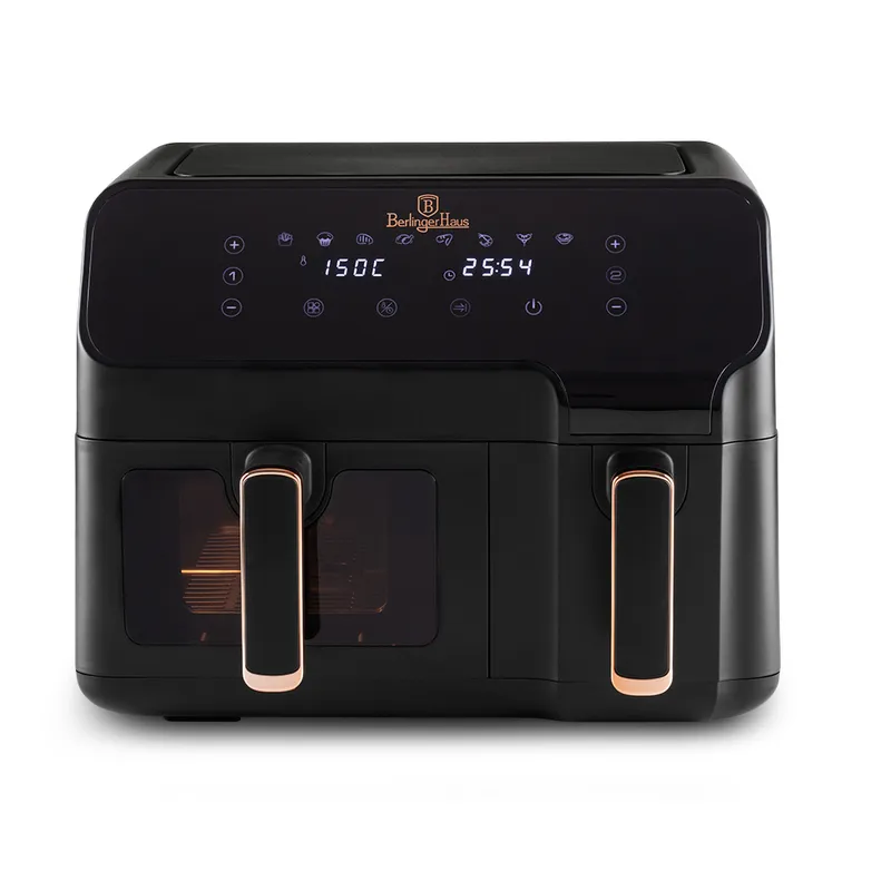 Air Fryer Frytkownica Z Podwójnym Koszem 5,5L+3,5L BerlingerHaus Black Rose BH-9467