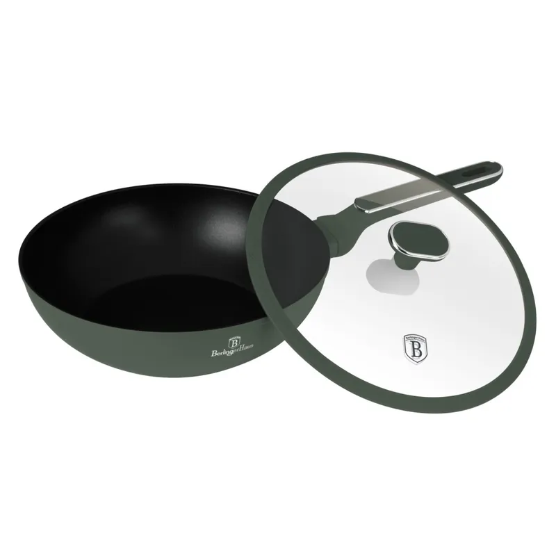 Patelnia Wok Z Pokrywką 28 cm BerlingerHaus BH-8159 Matte Green