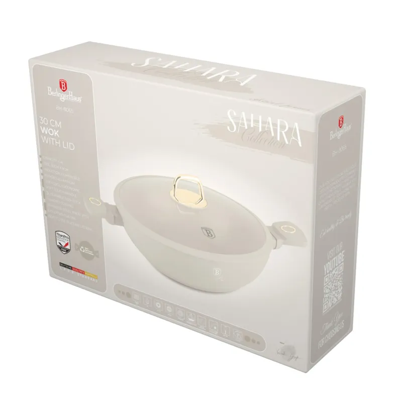 Patelnia Wok Z Pokrywką 30cm BerlingerHaus Sahara Collection BH-8065