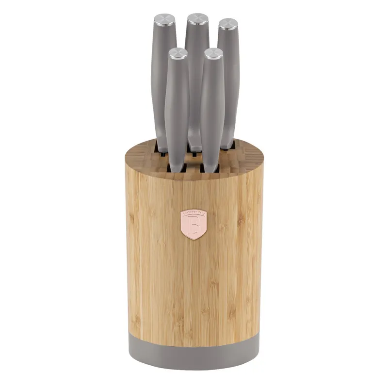 Zestaw Noży W Bambusowym Stojaku 5 el. BerlingerHaus Taupe Collection BH-2756