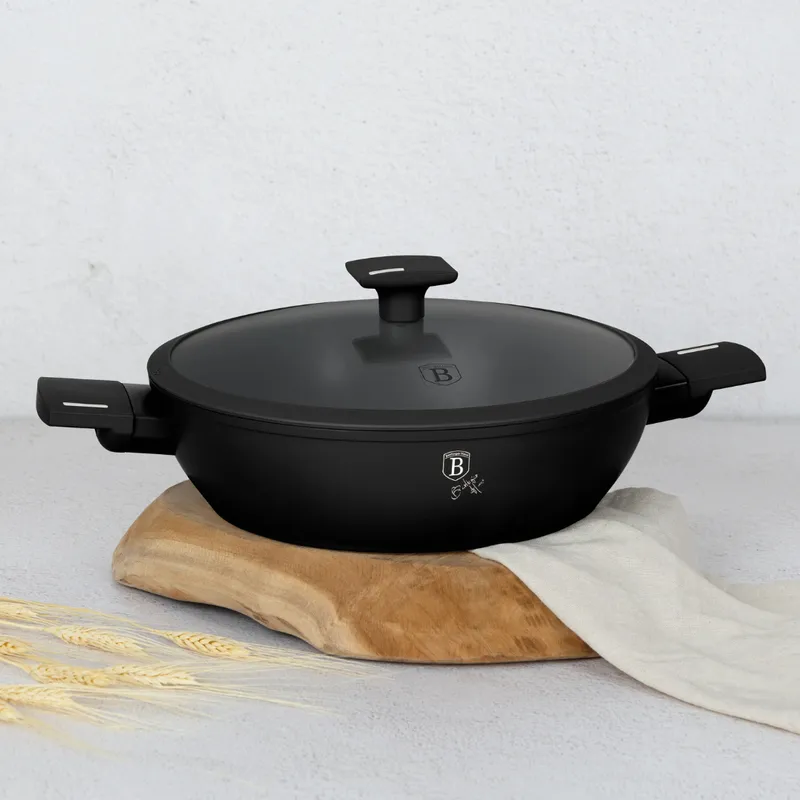 Garnek Płytki 3,8l Z Pokrywką 28cm BERLINGER HAUS Matte Black Collection BH-8185