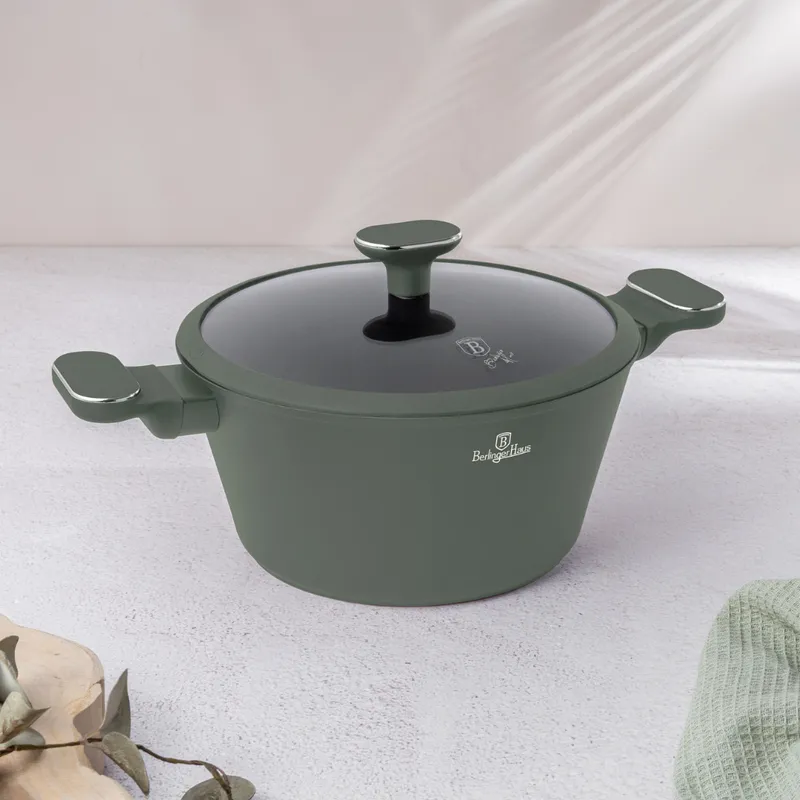 Garnek Z Pokrywką 24 cm Z Kolekcji Matte Green BerlingerHaus BH-8201