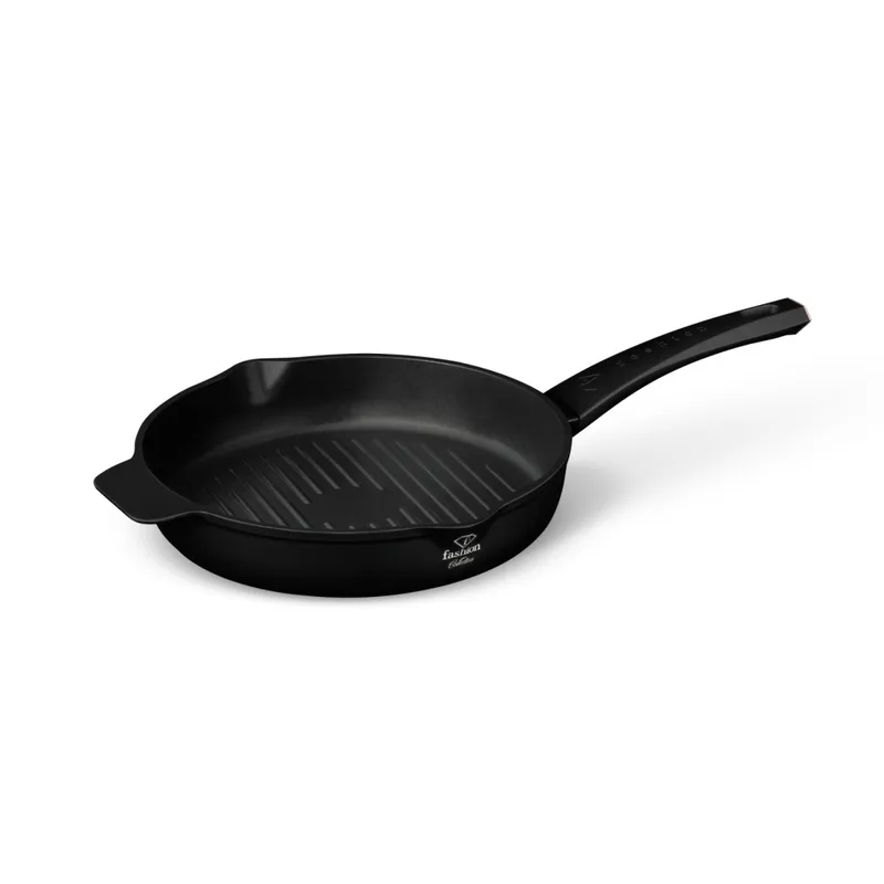 Okrągła Patelnia Grillowa Z Dwoma Dziobkami 26 cm FTV-0043 Matte Black- Rose Gold