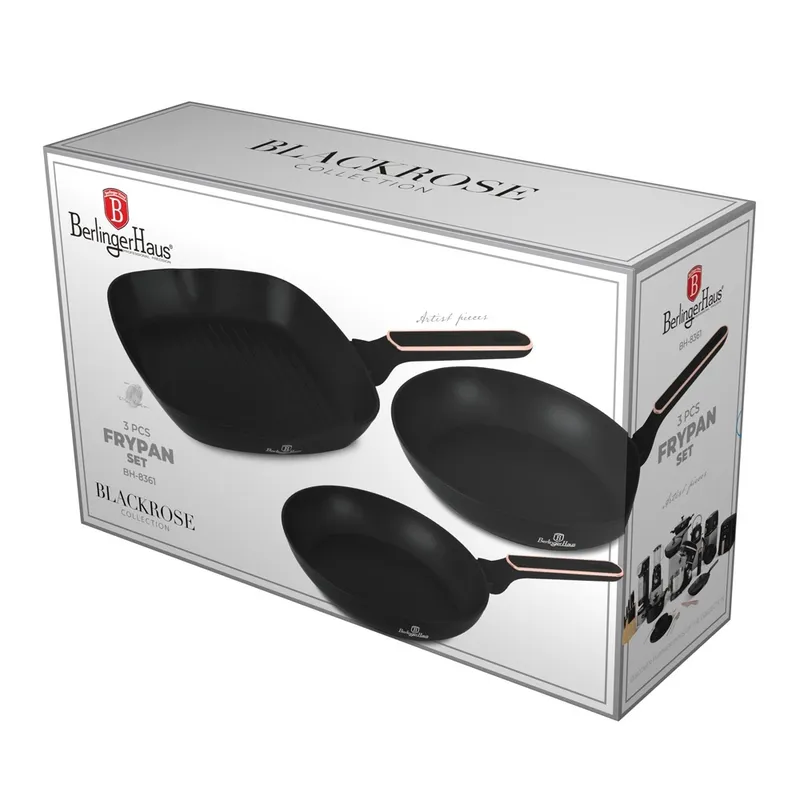 Zestaw 3 Patelni BerlingerHaus BH- 8361| Black Rose Collection