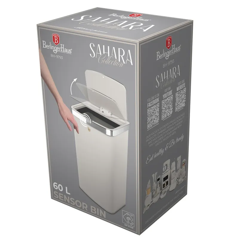 Kosz Na Śmieci Sensoryczny O Pojemności 60l Sahara BerlingerHaus BH-9793