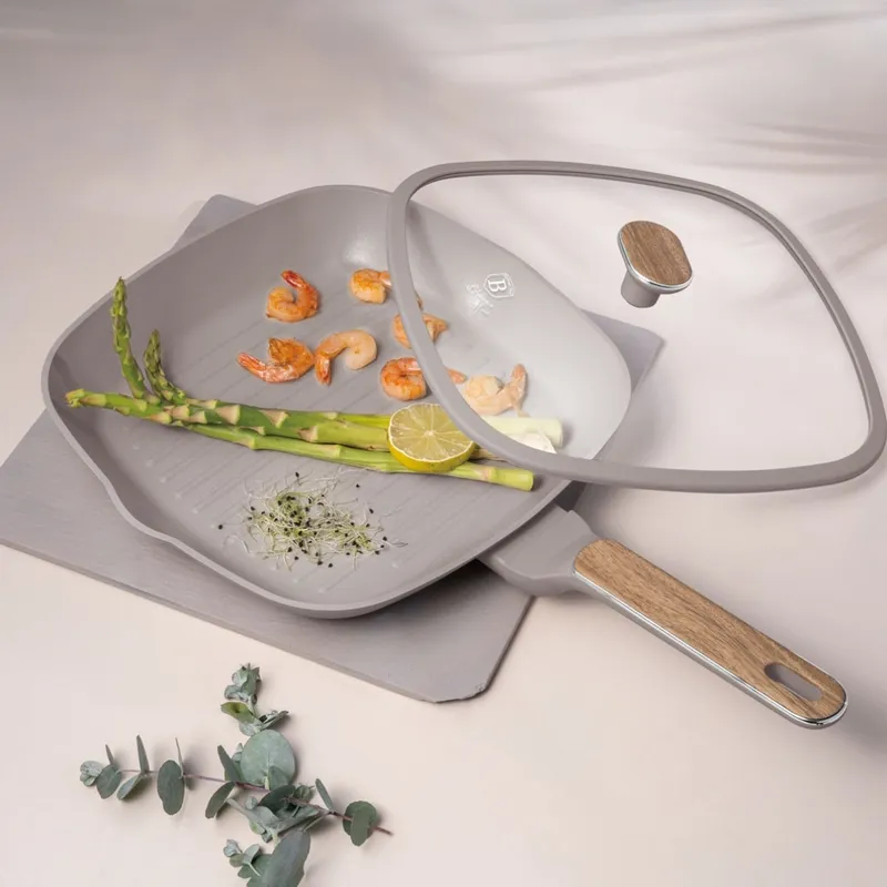 Patelnia Grillowa Z Pokrywką 28 cm BerlingerHaus Taupe Nordic BH-8336