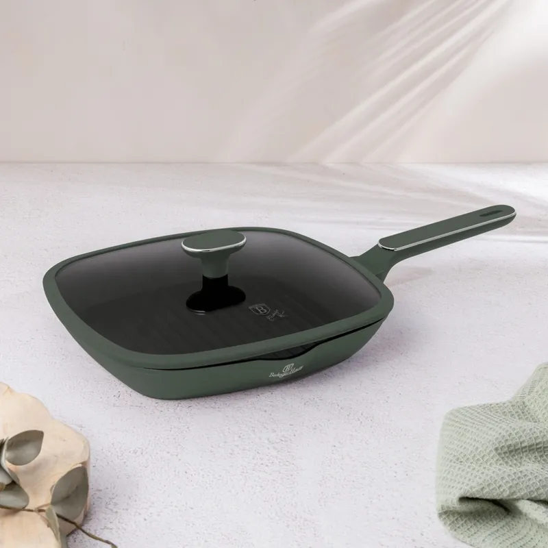 Patelnia Grillowa Z Pokrywką 28cm BerlingerHaus BH-8162 Matte Green