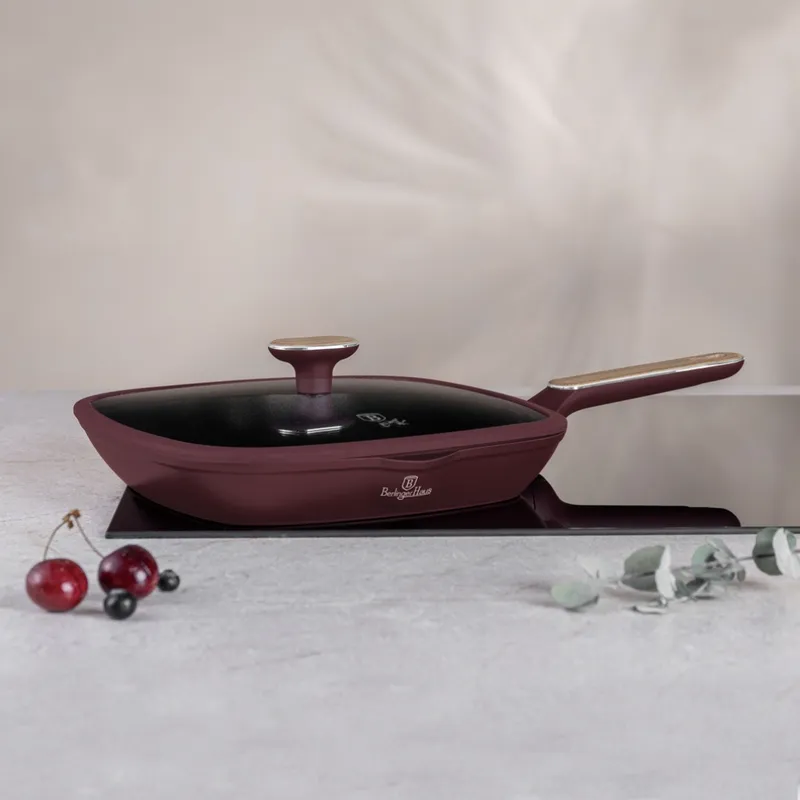 Patelnia Grillowa Z Pokrywką 28cm Z Powłoką Tytanową BerlingerHaus Leonardo Nordic BH-8298