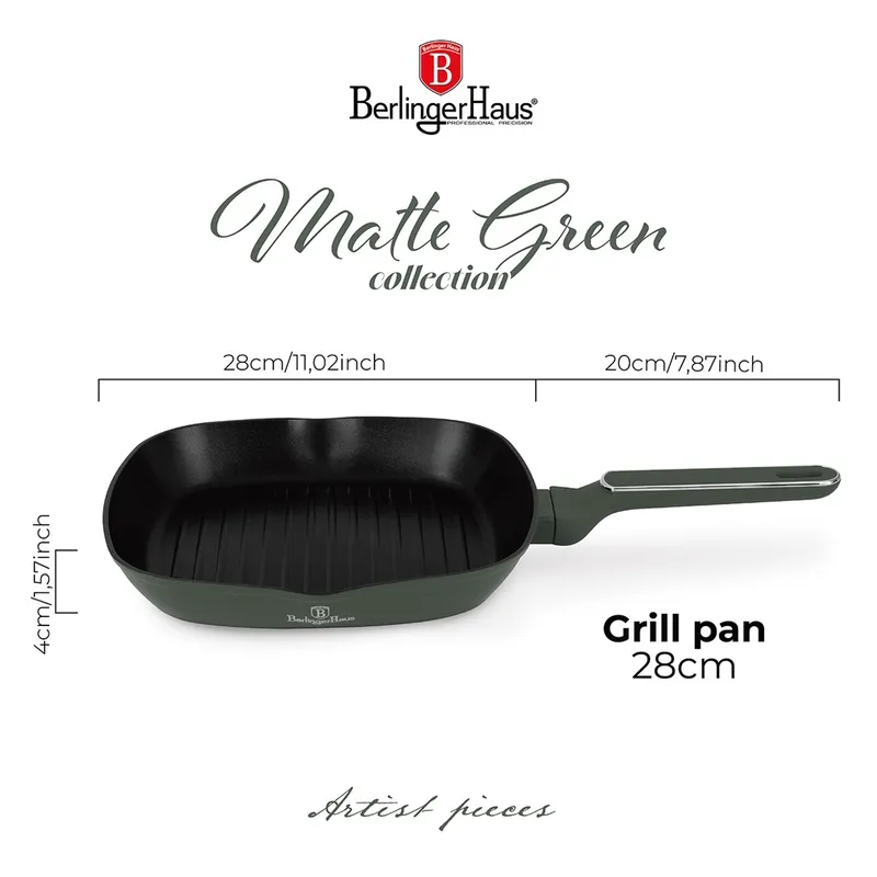Patelnia Grilowa 28cm Matte Green Collection BerlingerHaus BH-8161