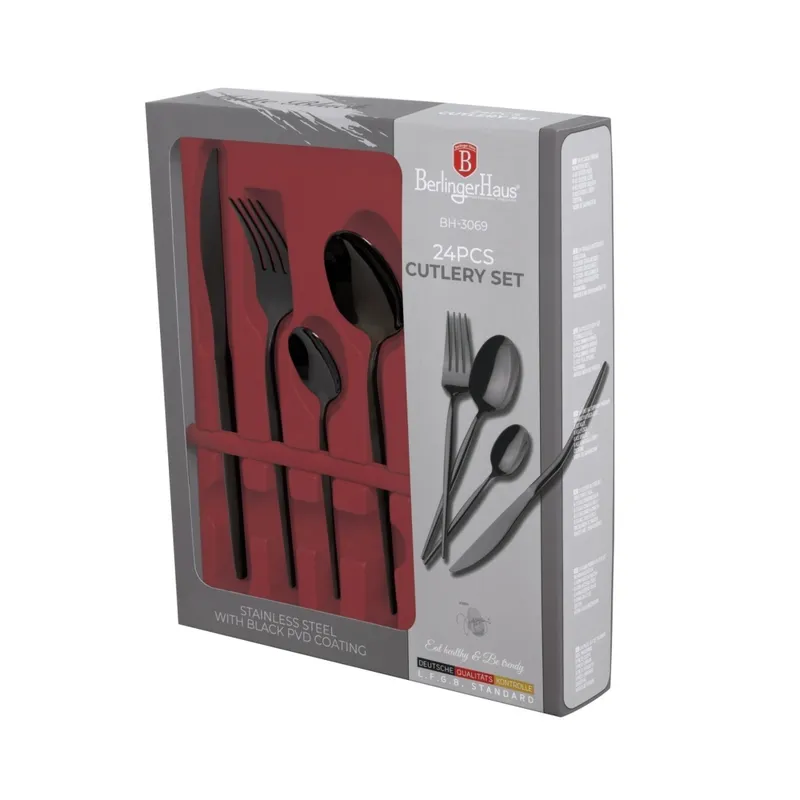 Sztućce 24szt BerlingerHaus Matte Black Collection BH-3069