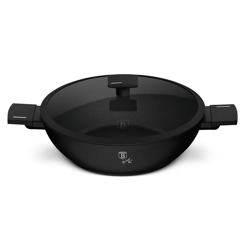 Wok Z Pokrywką 30 cm Matte Black BerlingerHaus BH-8182