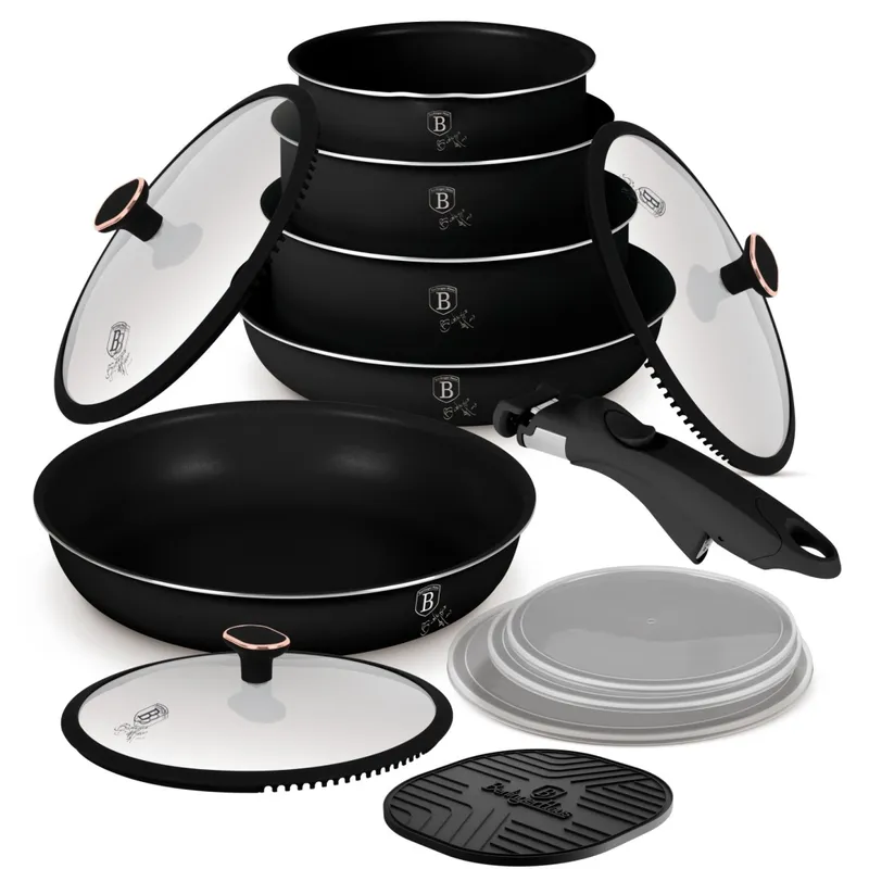 Zestaw Garnków 13 el. Z Odpinaną Rączką BerlingerHaus BH-8419 Black Rose Collection