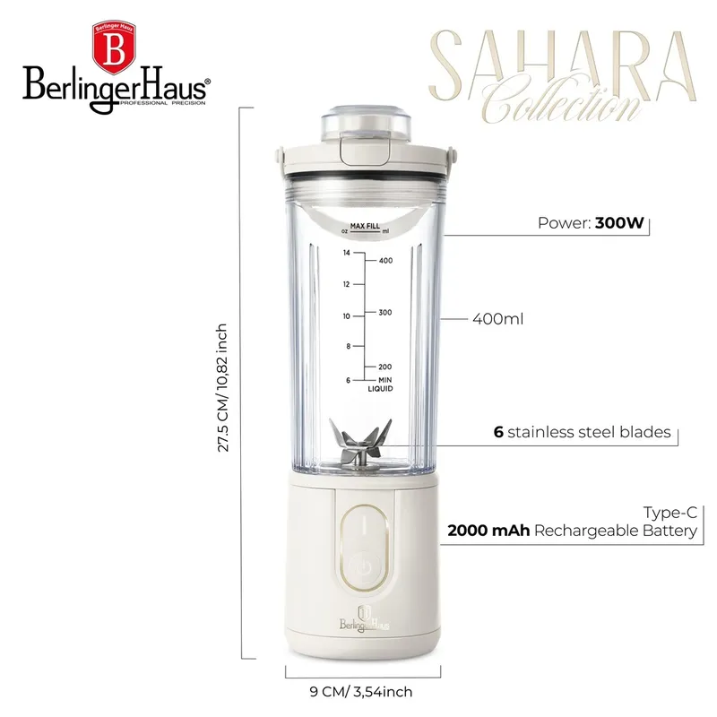 Blender Kielichowy, Bezprzewodowy 400 ml BerlingerHaus BH-9923 Sahara