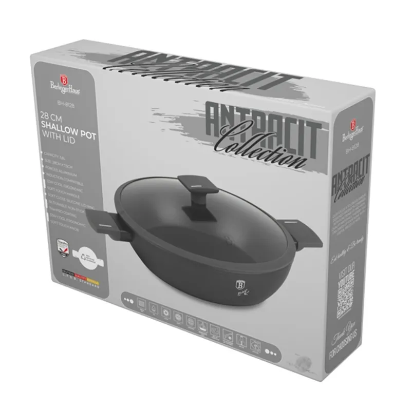 Garnek Płytki 3,8 l Z Pokrywką 28cm BerlingerHaus Antracit BH-8128