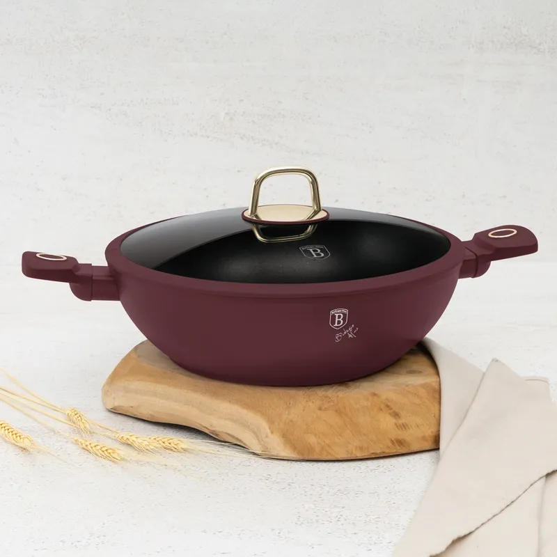 Patelnia Wok Z Pokrywką 30cm 4,8l BerlingerHaus Leonardo Collection BH-8035