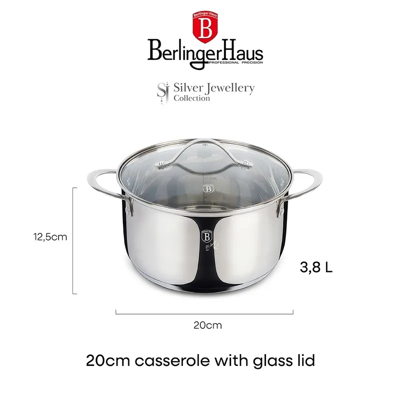 Garnek Z Pokrywką 20 cm BerlingerHaus BH-6586 Silver Jewellery Collection