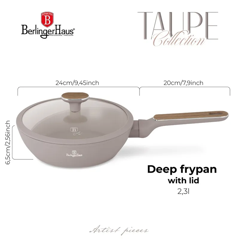 Głęboka Patelnia Z Pokrywką 24cm BerlingerHaus BH-8333 Taupe Nordic
