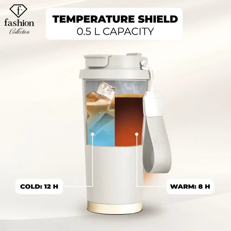 Kubek Termiczny 0,5l FASHION TV FTV-0131 Matte Cream Gold Collection