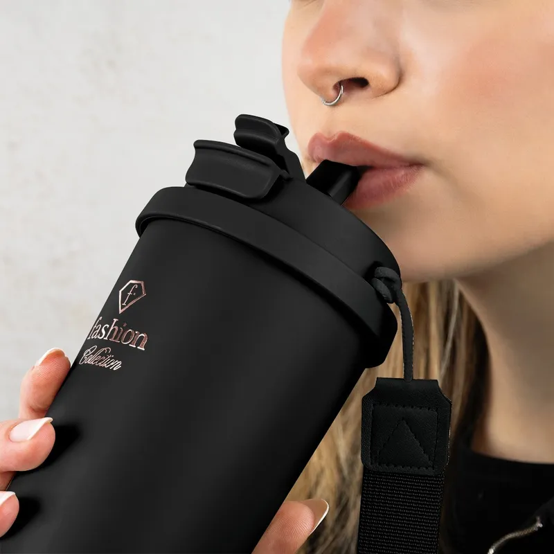 Kubek Termiczny 0,5l FASHION TV FTV-0132 Matte Black- Rose Gold