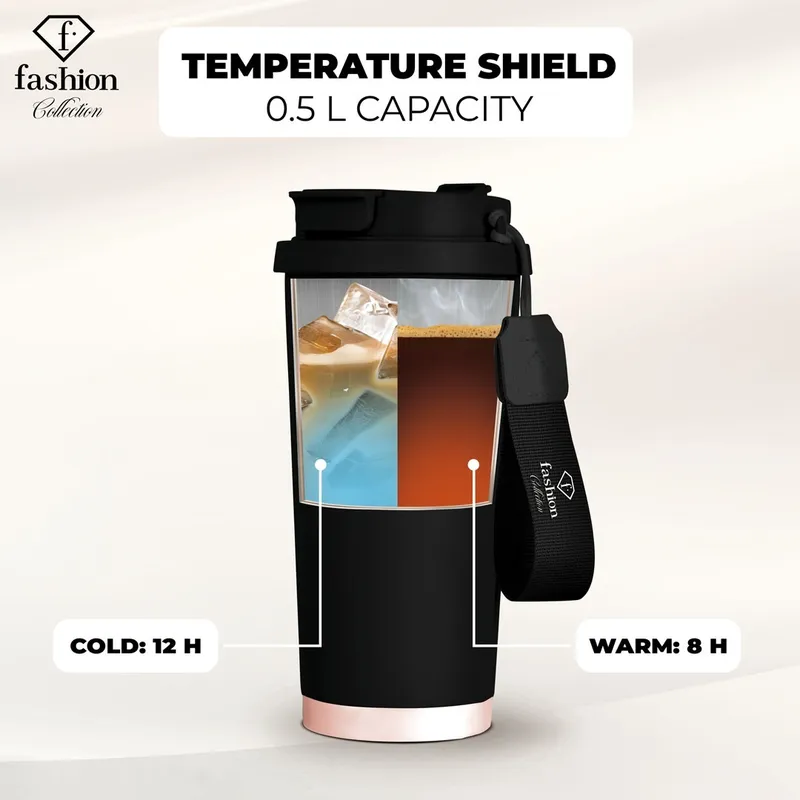 Kubek Termiczny 0,5l FASHION TV FTV-0132 Matte Black- Rose Gold