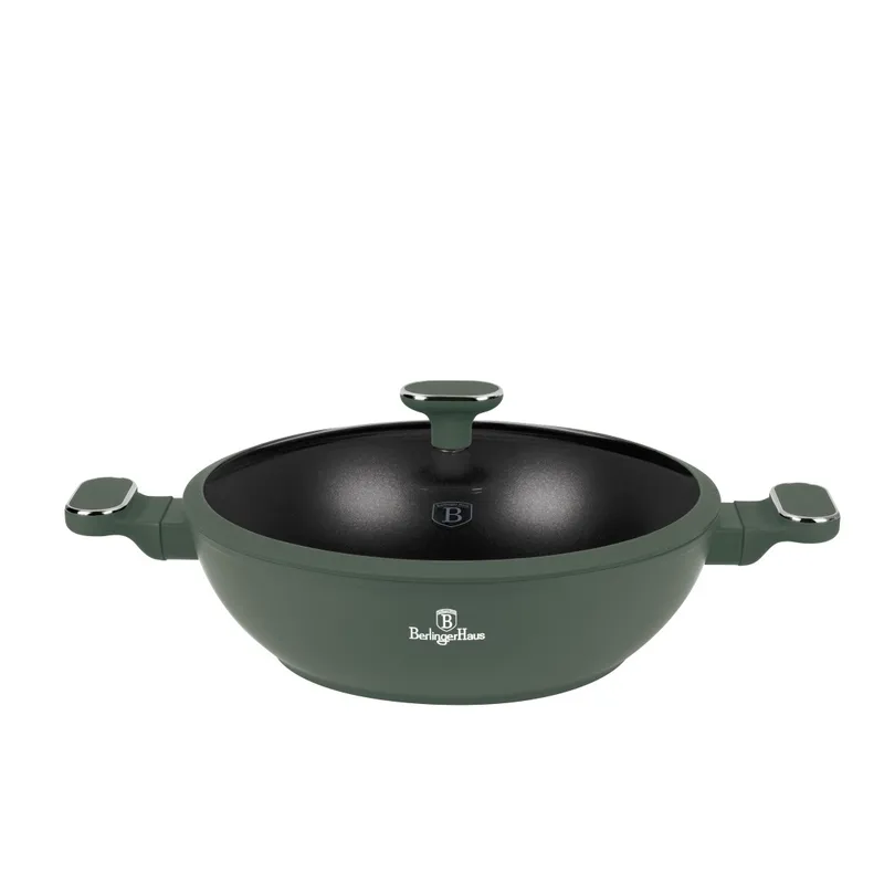 Patelnia Wok Z Pokrywką 30cm 4,8l BerlingerHaus BH-8160 Matte Green